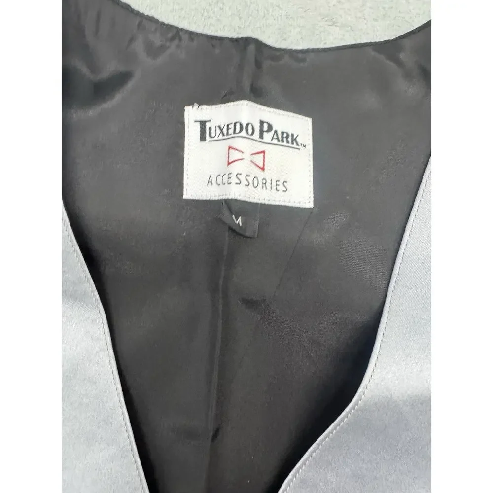 Tuxedo Park Vest Mens M Silver Polyester Satin Tuxedo Wedding Formal Prom USA